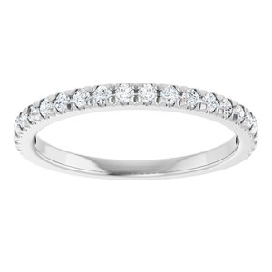 14K White Gold Round 1.5 Mm Polished 1/4 Ctw Lab-Grown Diamond French-Set Anniversary Band Size 7