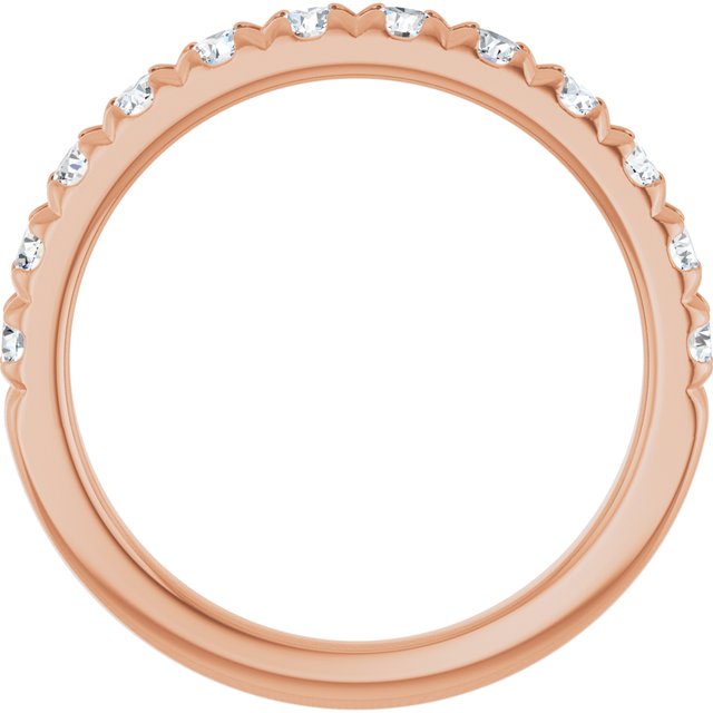 14K Yellow Or White Or Rose Gold Or Platinum Round Polished Natural Diamond French-Set Anniversary Band, Size 7