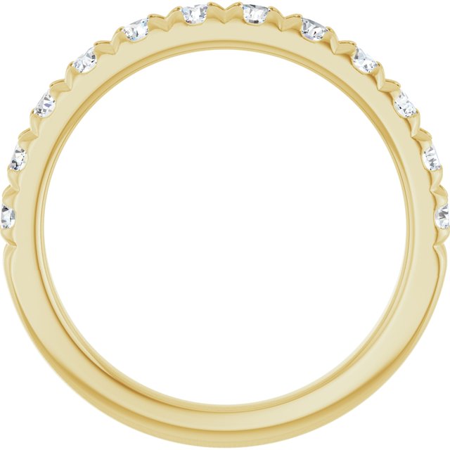 14K Yellow Or White Or Rose Gold Or Platinum Round Polished Natural Diamond French-Set Anniversary Band, Size 7
