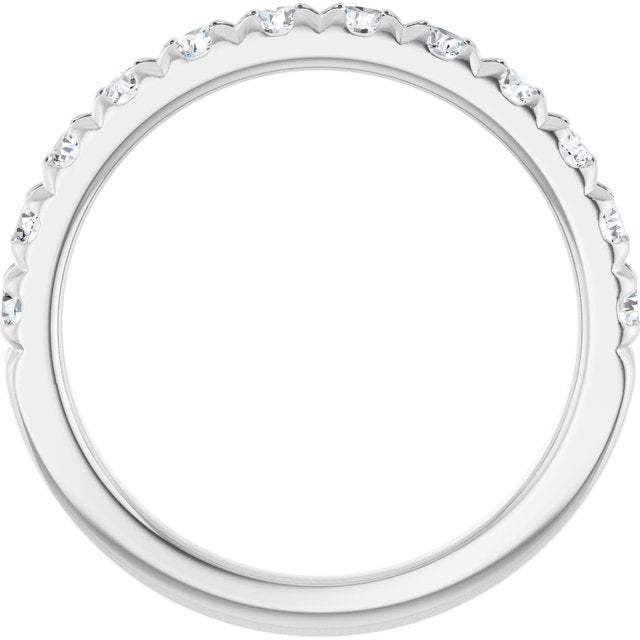 14K Yellow Or White Or Rose Gold Or Platinum Round Polished Natural Diamond French-Set Anniversary Band, Size 7
