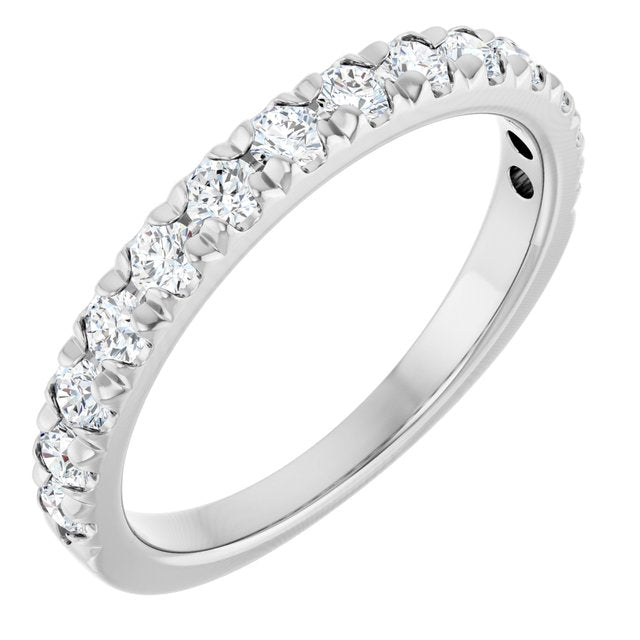 14K Yellow Or White Gold Or Platinum Round Polished Lab-Grown Diamond French-Set Anniversary Band, Size 7