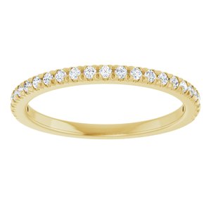 14K Yellow Gold Round 1.3 Mm Polished 1/4 Ctw Lab-Grown Diamond French-Set Anniversary Band Size 7