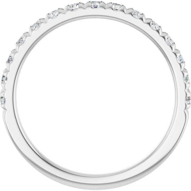 14K Yellow Or White Or Rose Gold Or Platinum Round Polished Natural Diamond French-Set Anniversary Band, Size 7