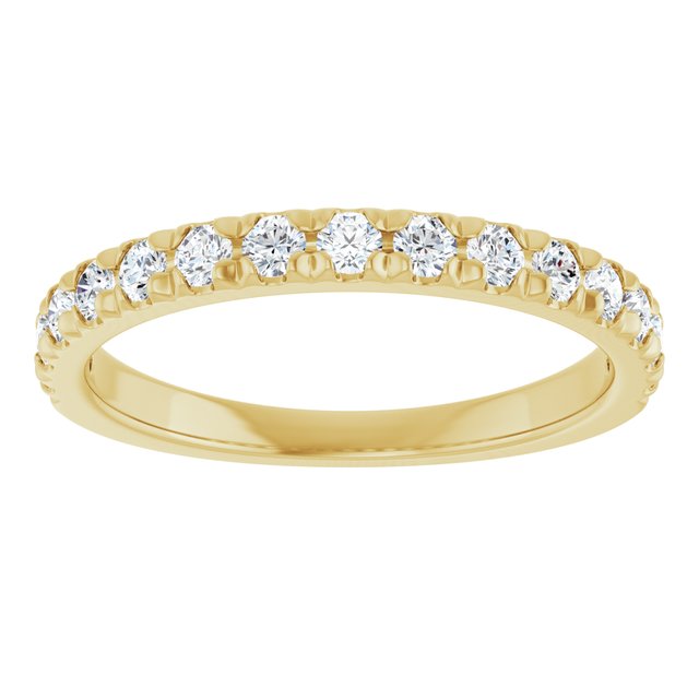 14K Yellow Or White Or Rose Gold Or Platinum Round Polished Natural Diamond French-Set Anniversary Band, Size 7