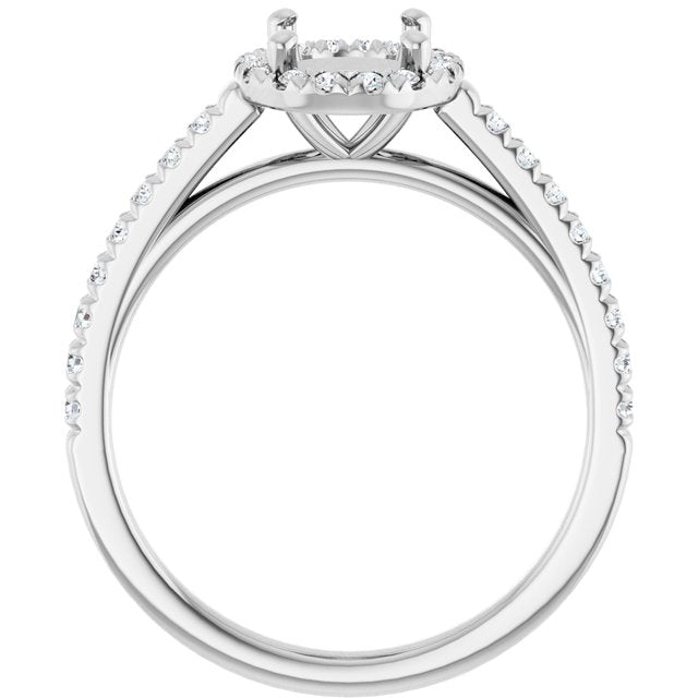 14K White Or Yellow Gold Or Platinum Oval 8 X 6 Mm Polished 1/4 Ctw Lab-Grown Diamond Semi-Set Engagement Ring, Size 7