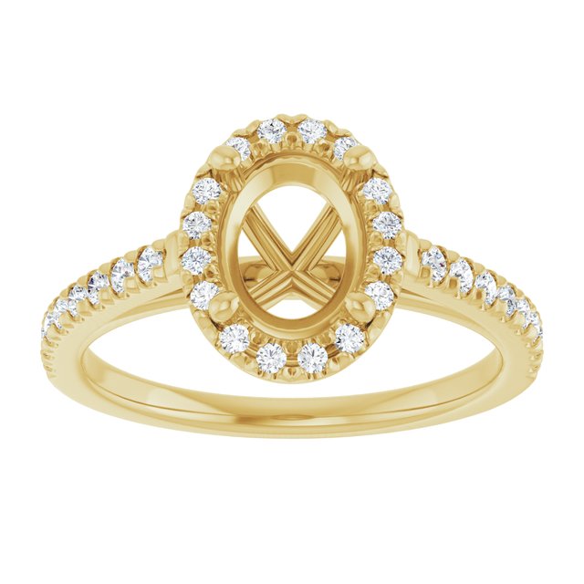14K White Or Yellow Gold Or Platinum Oval 8 X 6 Mm Polished 1/4 Ctw Lab-Grown Diamond Semi-Set Engagement Ring, Size 7