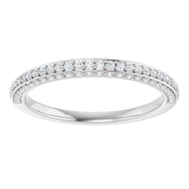 14K White Gold Round 1 Mm Polished 1/3 Ctw Natural Diamond Anniversary Band, Size 7