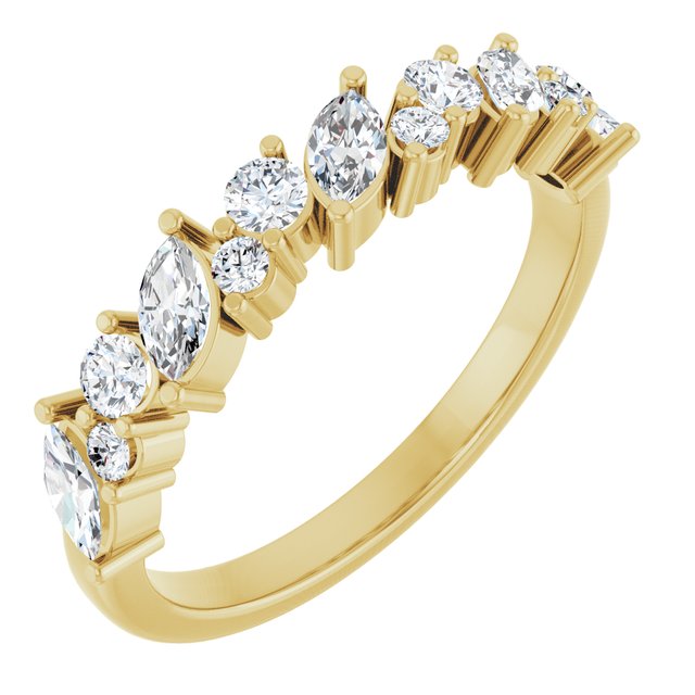 14K White Or Yellow Gold Marquise 4.25 X 2.25 Mm Polished 3/4 Ctw Natural Diamond Anniversary Band, Size 7