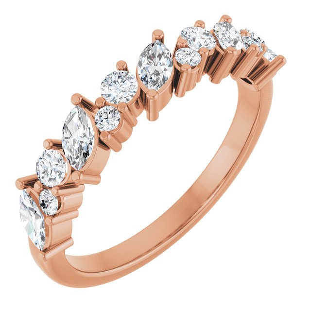 14K White Or Rose Gold Marquise 4.25 X 2.25 Mm Polished 3/4 Ctw Lab-Grown Diamond Anniversary Band, Size 7