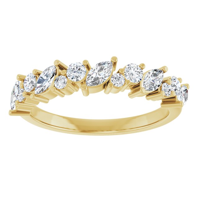 14K White Or Yellow Gold Marquise 4.25 X 2.25 Mm Polished 3/4 Ctw Natural Diamond Anniversary Band, Size 7