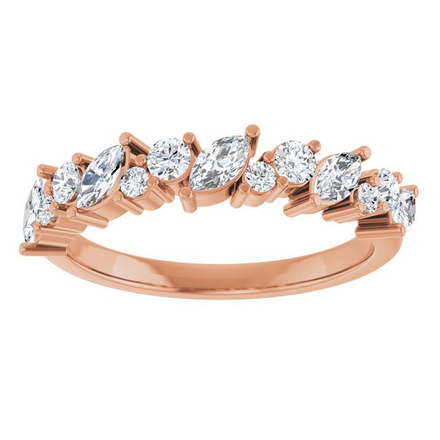 14K White Or Rose Gold Marquise 4.25 X 2.25 Mm Polished 3/4 Ctw Lab-Grown Diamond Anniversary Band, Size 7