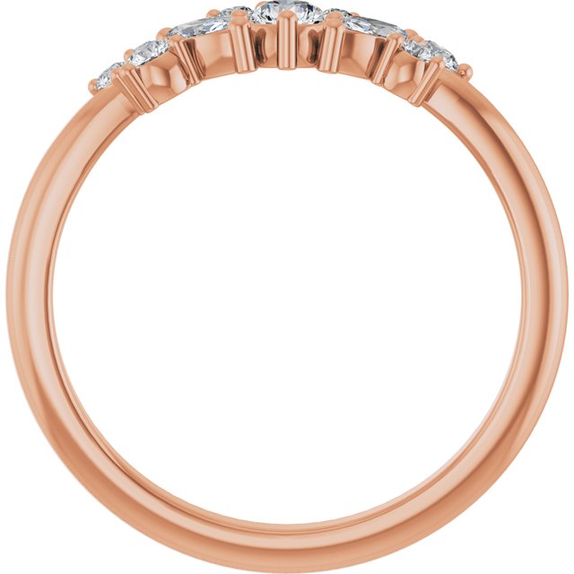 14K Rose Gold Polished 1/3 Ctw Natural Diamond Multi-Shape Ring, Size 7