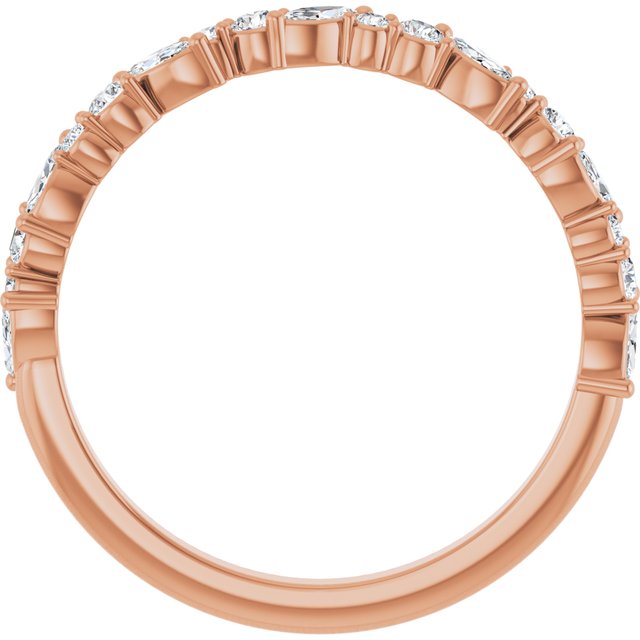 14K White Or Yellow Or Rose Gold Marquise 3 X 1.5 Mm Polished 1/3 Ctw Natural Diamond Anniversary Band, Size 7