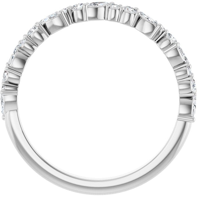 14K White Or Yellow Or Rose Gold Marquise 3 X 1.5 Mm Polished 1/3 Ctw Natural Diamond Anniversary Band, Size 7
