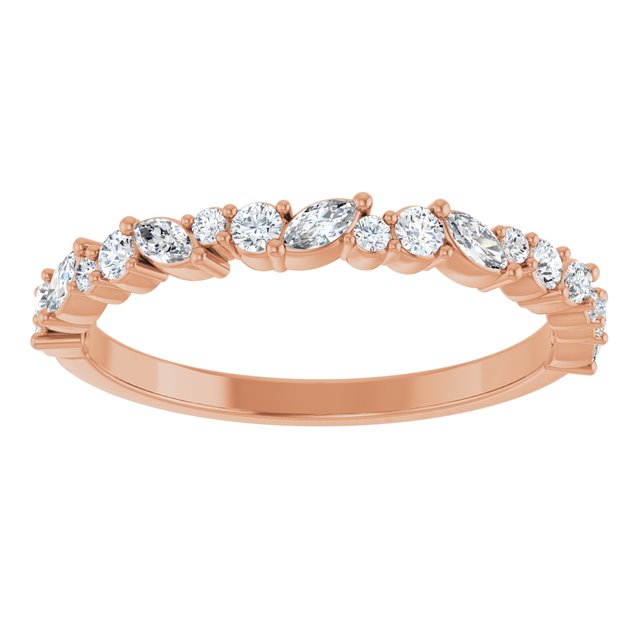 14K White Or Yellow Or Rose Gold Marquise 3 X 1.5 Mm Polished 1/3 Ctw Natural Diamond Anniversary Band, Size 7