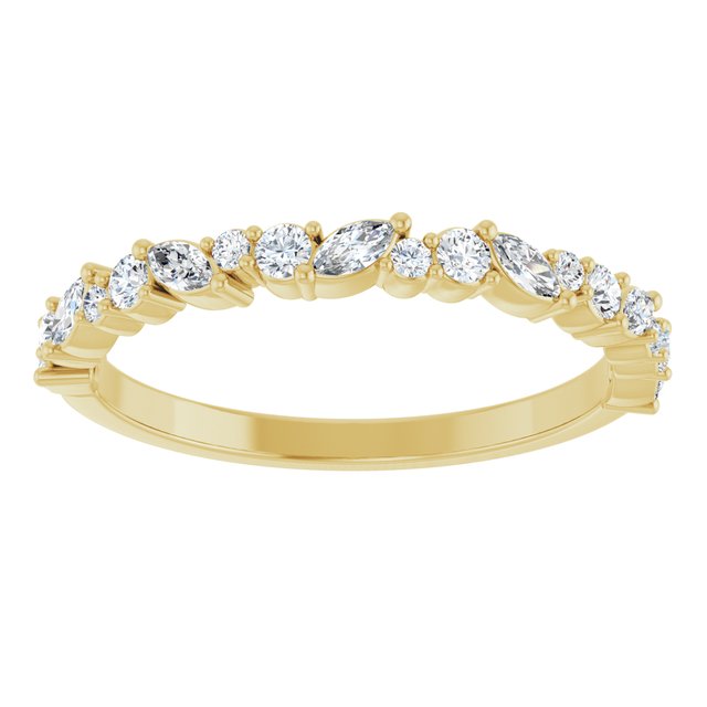 14K White Or Yellow Or Rose Gold Marquise 3 X 1.5 Mm Polished 1/3 Ctw Natural Diamond Anniversary Band, Size 7