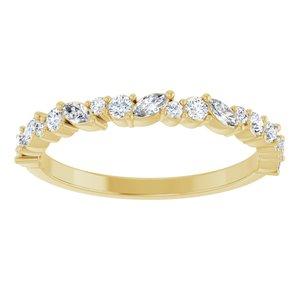 14K Yellow Gold Lab-Grown Diamond Marquise 3 X 1.5 Mm Lab-Grown Diamond Polished 3/8 Ctw Lab-Grown Diamond Anniversary Band Size 7