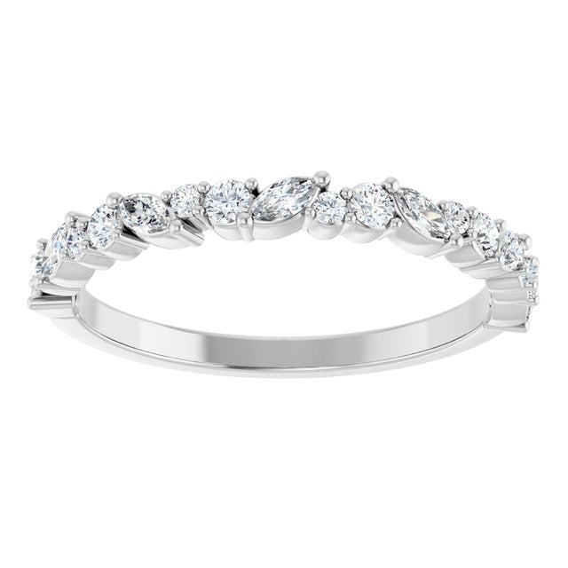 14K White Or Yellow Or Rose Gold Marquise 3 X 1.5 Mm Polished 1/3 Ctw Natural Diamond Anniversary Band, Size 7
