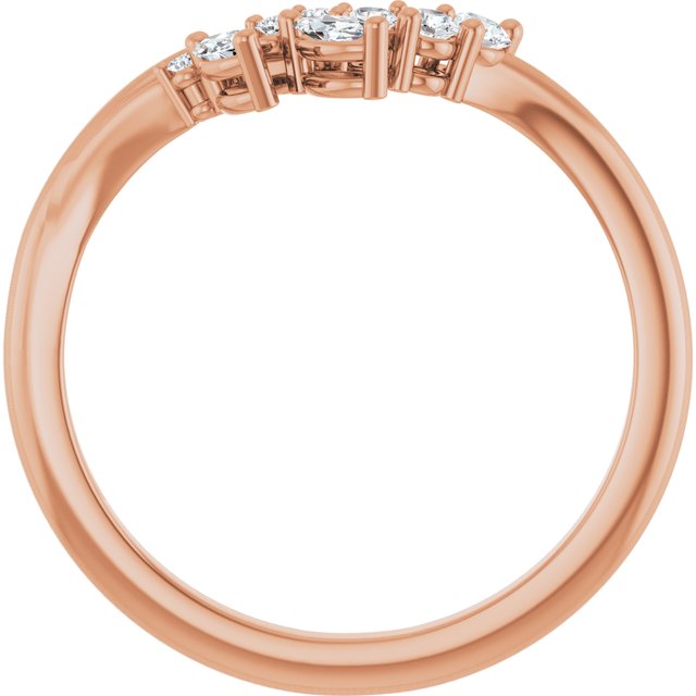 14K Rose Gold Or Platinum Round 2.2 Mm Polished 1/5 Ctw Lab-Grown Diamond Contour Band, Size 7