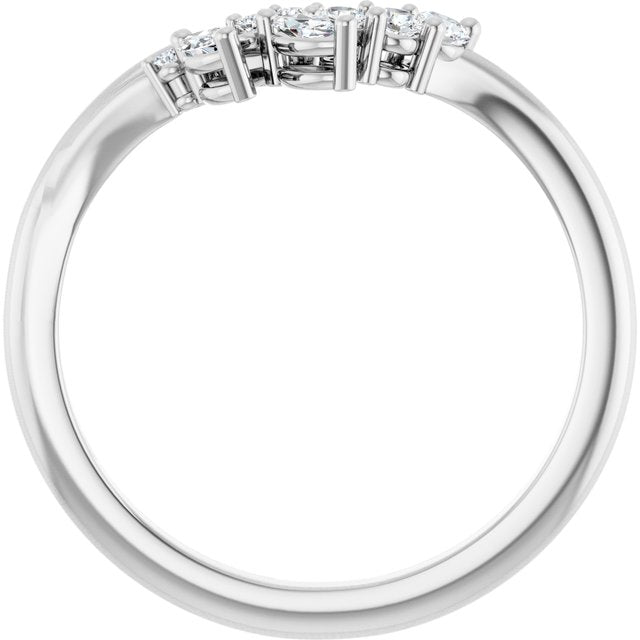 14K White Or Yellow Or Rose Gold Polished 1/5 Ctw Natural Diamond Contour Band, Size 7