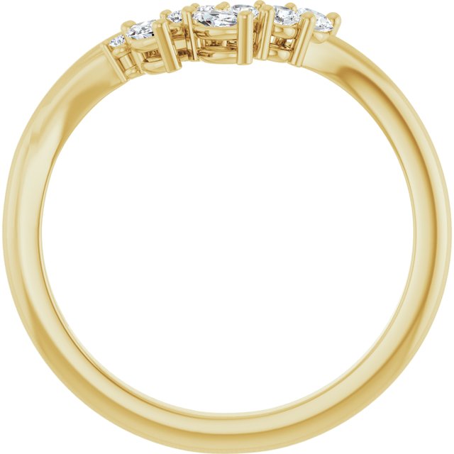 14K White Or Yellow Or Rose Gold Polished 1/5 Ctw Natural Diamond Contour Band, Size 7