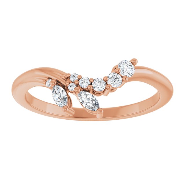 14K Rose Gold Or Platinum Round 2.2 Mm Polished 1/5 Ctw Lab-Grown Diamond Contour Band, Size 7