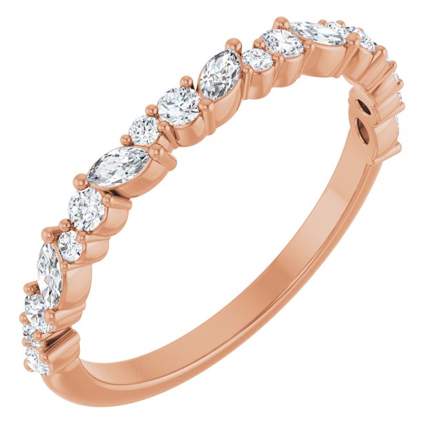 14K White Or Yellow Or Rose Gold Marquise 3 X 1.5 Mm Polished 1/3 Ctw Natural Diamond Anniversary Band, Size 7