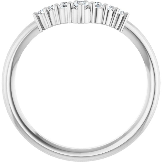 14K White Or Rose Gold Or Sterling Silver Round 2.25 Mm Polished Natural Diamond Graduated V Ring