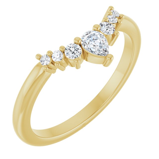 14K Yellow Or White Or Rose Gold Or Platinum Pear Polished Natural Diamond Contour Band
