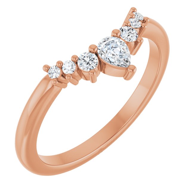 14K Yellow Or White Or Rose Gold Or Platinum Pear Polished Natural Diamond Contour Band