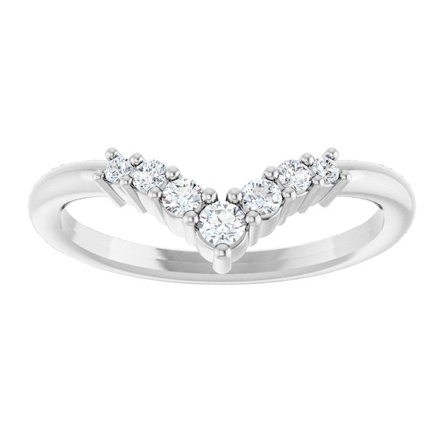 14K White Or Rose Gold Or Sterling Silver Round 2.25 Mm Polished Natural Diamond Graduated V Ring