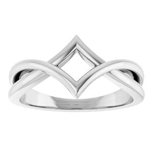 14K White Gold Polished Geometric Negative Space Ring Size 7