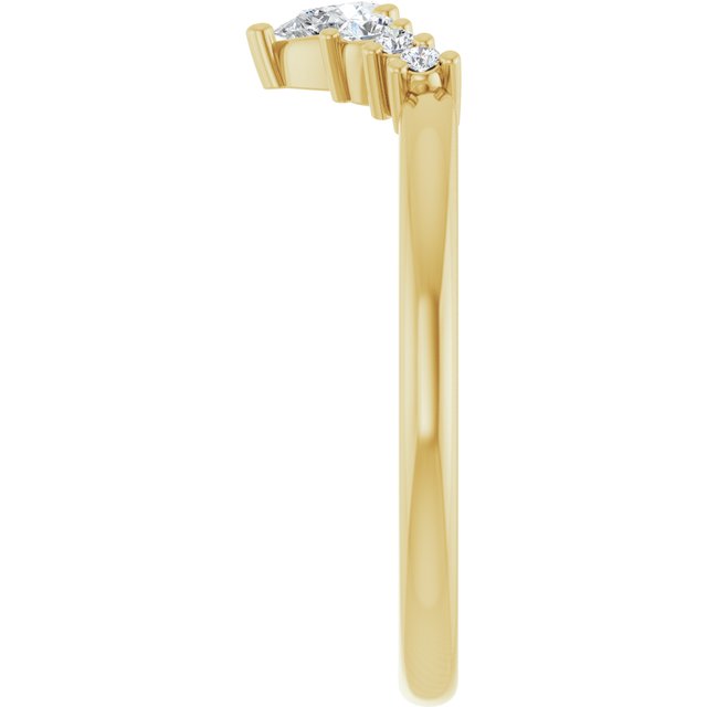 14K Yellow Or White Or Rose Gold Or Platinum Pear Polished Natural Diamond Contour Band