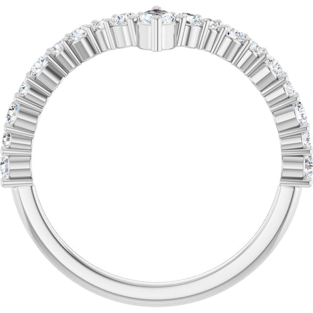 14K Yellow Or White Or Rose Gold Or Platinum Marquise 4.5 X 2.5 Mm Polished 1/2 Ctw Natural Diamond V Ring, Size 7
