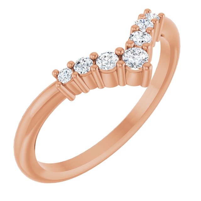 14K White Or Rose Gold Or Sterling Silver Round 2.25 Mm Polished Natural Diamond Graduated V Ring