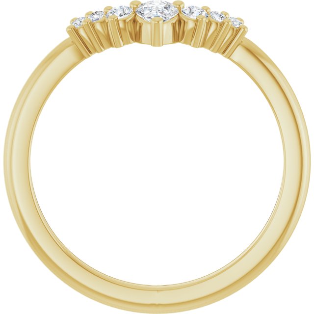 14K Yellow Or White Or Rose Gold Or Platinum Pear Polished Natural Diamond Contour Band