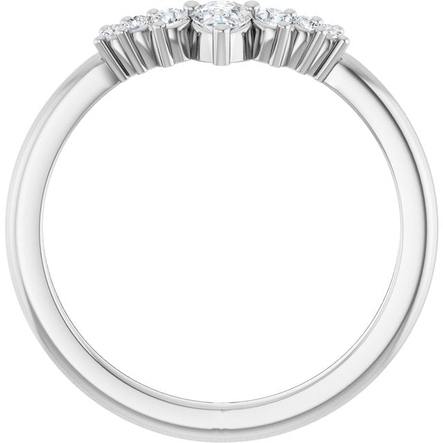 14K Yellow Or White Or Rose Gold Or Platinum Pear Polished Natural Diamond Contour Band