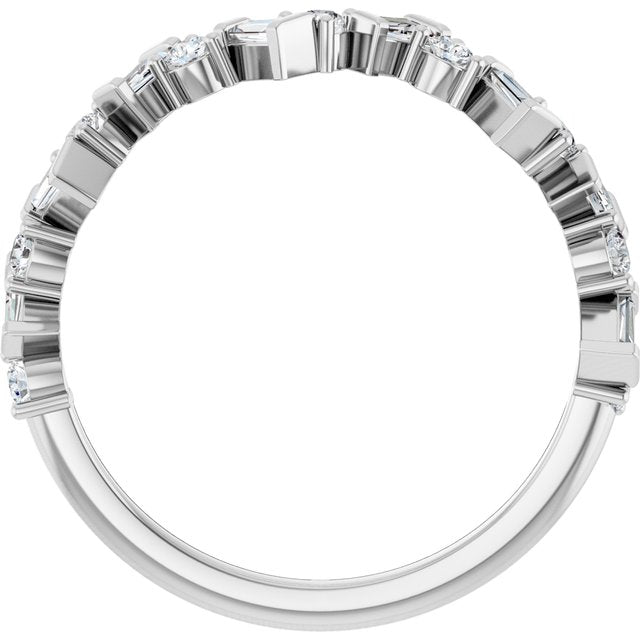 14K White Or Yellow Or Rose Gold Natural Diamond Polished 1/3 Ctw Diamond Anniversary Band, Size 7