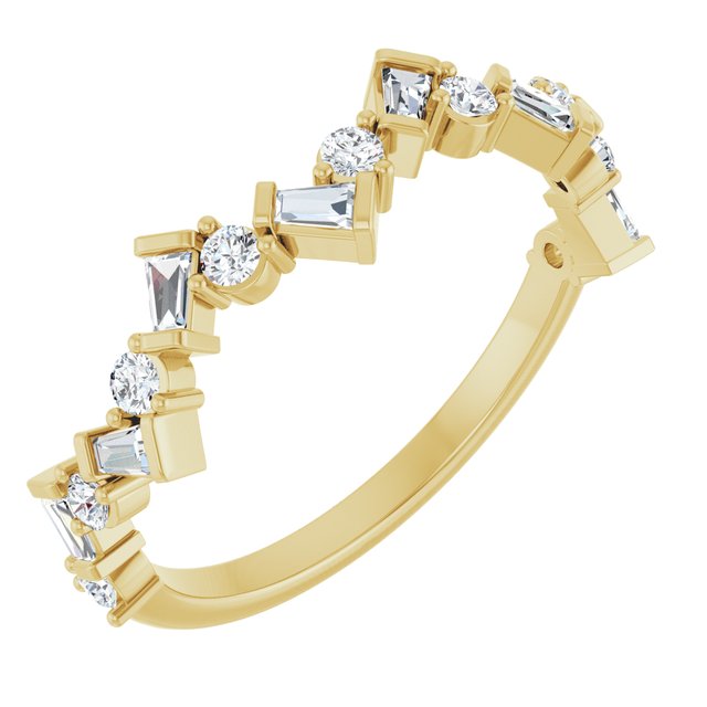 14K White Or Yellow Or Rose Gold Natural Diamond Polished 1/3 Ctw Diamond Anniversary Band, Size 7
