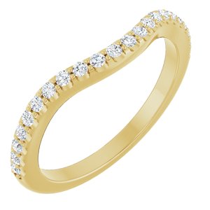 14K Yellow Gold Natural Diamond Round 1.4 Mm Polished 1/5 Ctw Natural Diamond Matching Band Size 7