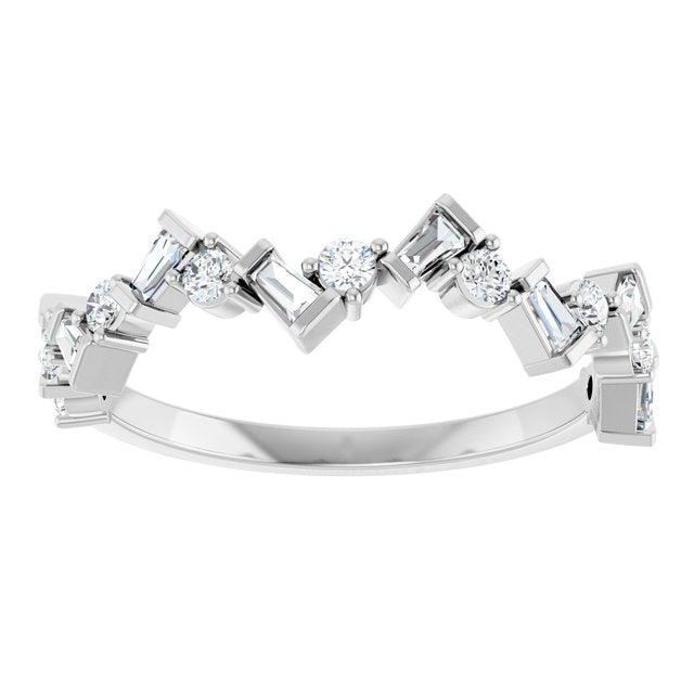 14K White Or Yellow Or Rose Gold Natural Diamond Polished 1/3 Ctw Diamond Anniversary Band, Size 7