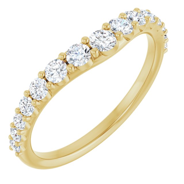 14K Yellow Or White Gold Or Platinum Round Polished Natural Diamond Graduated Contour Band