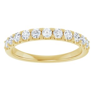 14K Yellow Gold Round 2.4 Mm Polished 1/2 Ctw Lab-Grown Diamond Anniversary Band Size 7