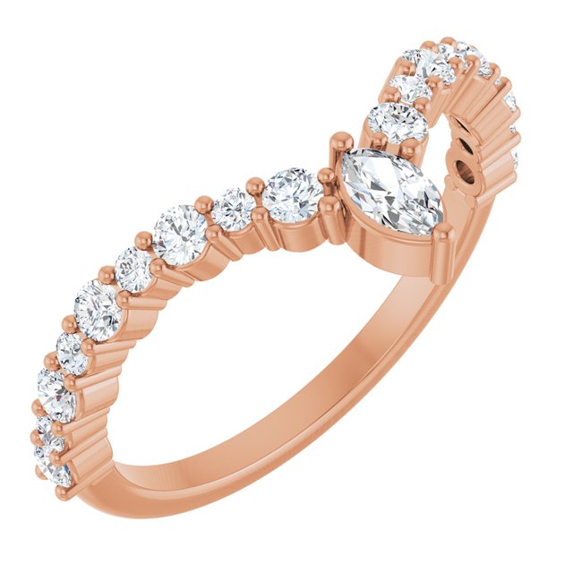 14K Yellow Or White Or Rose Gold Or Platinum Marquise 4.5 X 2.5 Mm Polished 1/2 Ctw Natural Diamond V Ring, Size 7