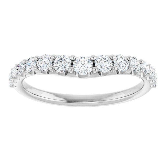14K Yellow Or White Gold Or Platinum Round Polished Natural Diamond Graduated Contour Band