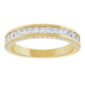 14K Yellow Gold Square 1.75 X 1.75 Mm 3/4 Ctw Natural Diamond Anniversary Band Size 7