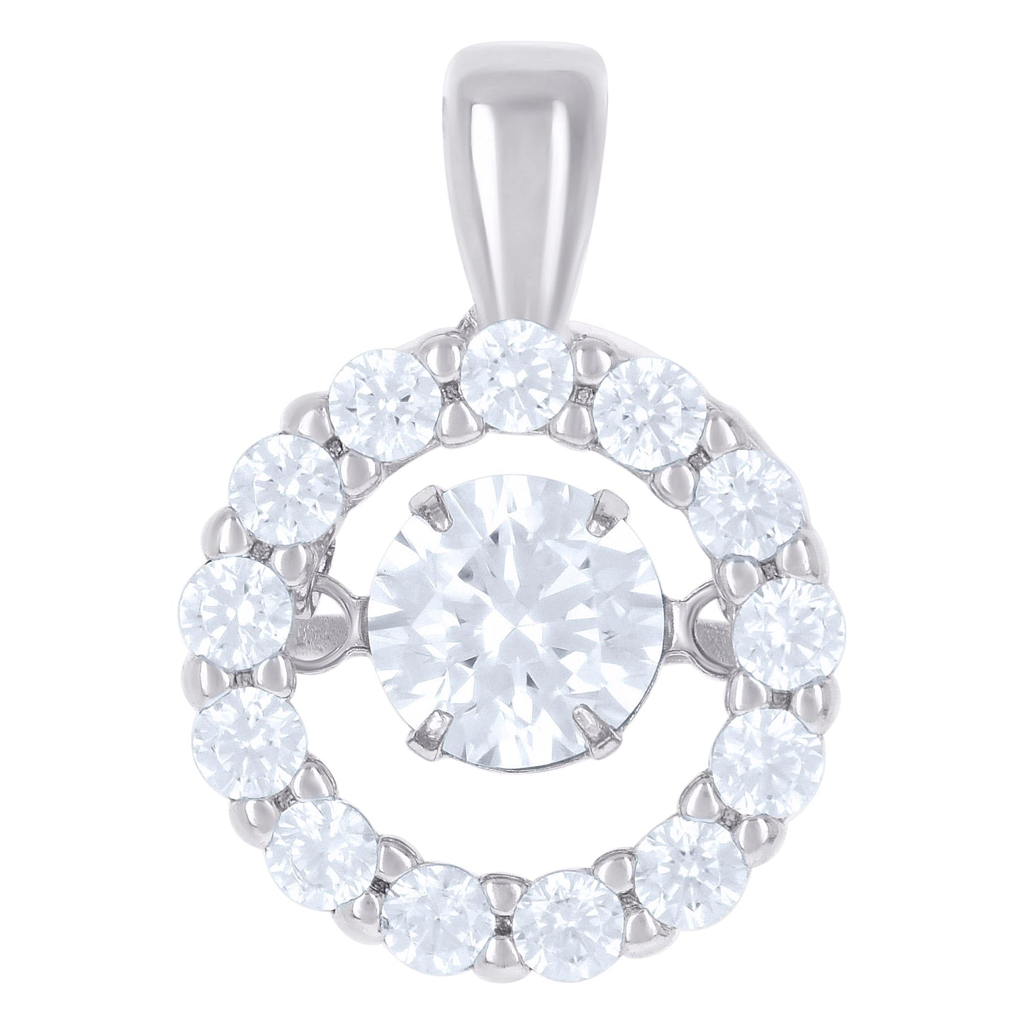 Sterling Silver Womens Cubic Zirconia Fashion Round Charm Pendant