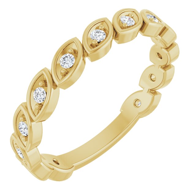 14K Yellow Gold Round 1.5 Mm Polished 1/6 Ctw Lab-Grown Diamond Anniversary Band, Size 7