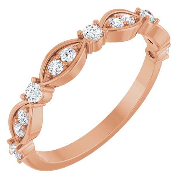 14K White Or Yellow Or Rose Gold Round Polished 1/4 Ctw Natural Diamond Anniversary Band, Size 7