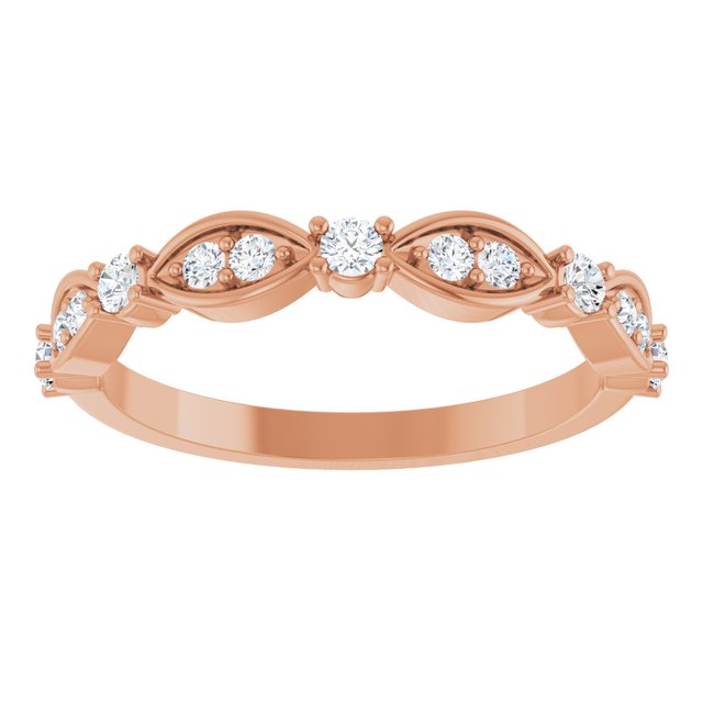 14K White Or Yellow Or Rose Gold Round Polished 1/4 Ctw Natural Diamond Anniversary Band, Size 7